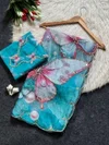 Tew Soft Tabby Digital Print With Embroidery Work Sarees